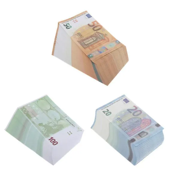 2023 Rekvisitpenge, Premium Kvalitet Legepenge, Pakke Med 300 Stykker, Kopi 100/50/20 Euro