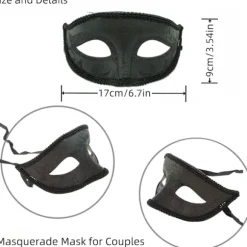 2025 Seneste Model 2 STK Sort Maskebal Maske til Mænd Kvinder par Gotiske venetianske masker til Valentinsfest karnevalsmaske mardi