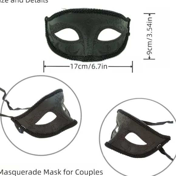 2025 Seneste Model 2 STK Sort Maskebal Maske til Mænd Kvinder par Gotiske venetianske masker til Valentinsfest karnevalsmaske mardi