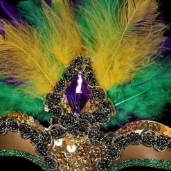 2025 Seneste Model Mardi Gras Paillet Fjer Maske Maskerade Masker til Venetiansk Karneval Kvinder (Stil C)