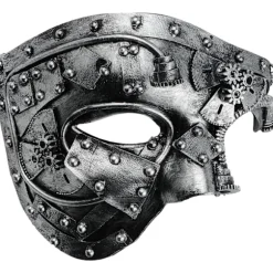 2025 Seneste Model Maskebal Maske, Halv-Ansigt Mardi Gras Dekorationer Venetianske Masker til Mænd Punk Sølv
