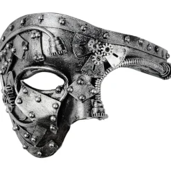 2025 Seneste Model Maskebal Maske, Halv-Ansigt Mardi Gras Dekorationer Venetianske Masker til Mænd Punk Sølv