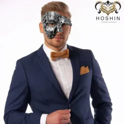 2025 Seneste Model Maskebal Maske, Halv-Ansigt Mardi Gras Dekorationer Venetianske Masker til Mænd Punk Sølv