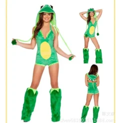2025 Sexet Jule Dame Kostume Cosplay Stor Hale Ulv Cosplay Party Pige Fristelse Julemand Todelt Kostume-Perfekt_max Frog