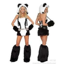 2025 Sexet Jule Dame Kostume Cosplay Stor Hale Ulv Cosplay Party Pige Fristelse Julemand Todelt Kostume-FF- Arctic Panda Girl