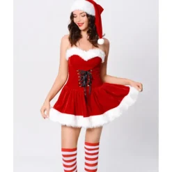 1 Sexet julefrokostkjole, kvinders scene kostume, rollespils juleuniformsæt M