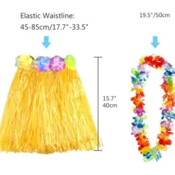 5 Sæt 25 stk. Hawaiiansk Græs Hula Nederdele Sæt Inkluderer Blomster Halskæde