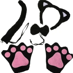 1 Sæt Bedårende Sødt Katteøre Hårbøjle Ultrablød Plys Kattekostume Sæt til Halloween Cosplay Kattekostume Tilbehør Dyre Cosplay Kostume (FMY) Black 21.00X16.00X1.20CM | Fyndiq