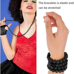 1 sæt, 80'er Fancy Party Kostume Tilbehørssæt, 1980'er Fancy Dress Neon Kostume Tilbehør Med Øreringe Armbånd Perlehalskæder Tutu Nederdel Fiskenet Handsker | Fyndiq