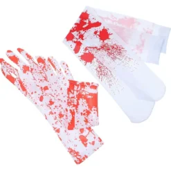1 sæt Halloween handsker strømper Cosplay blodkostume blodplettede strømper handsker size