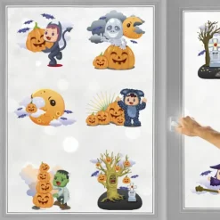 4 sæt Halloween tegneserie græskar vægklistermærker stue vindue soveværelse baggrund vægdekoration vandtætte klistermærker