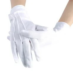 10 ST Hvide handsker, med trykknap, one size, voksen, broderede sømme på håndryggen, jul, Sankt Nikolaus, karneval, Halloween, den