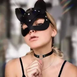 2 ST læder katte maske - sexet øjenmaske - cosplay kostume
