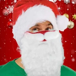 3 Sæt Lukkede Masker Sjovt Skægget Julemandskostume til Voksne til Jul (One Size)
