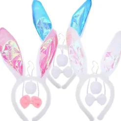 3 sæt påske-tema fest cosplay rekvisit dekorativt kanin design hovedbeklædning sød sløjfe slips