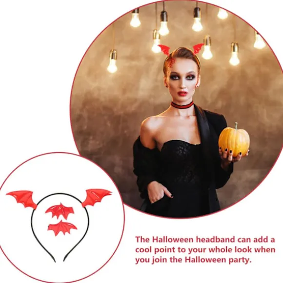 1 sæt søde flagermus til Halloween, børns hårklemmer, Halloween rollespilsfest (rød) Red