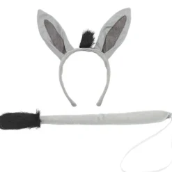 1 Sæt Æsel Kostumer Rekvisitter Cosplay Dyretilbehør Dyr Øre Hårbøjle og Hale Dekoration (FMY) Grey 25.00X24.00X1.90CM