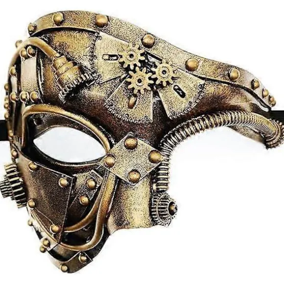 2025 Steampunk Metal Robot Venetiansk Maske, Halloween Maskerade/Phantom of the Opera/Karneval Bal Maskerade Maske