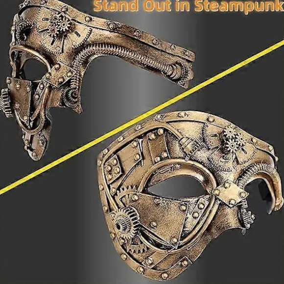 2025 Steampunk Metal Robot Venetiansk Maske, Halloween Maskerade/Phantom of the Opera/Karneval Bal Maskerade Maske