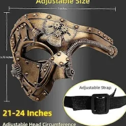 2025 Steampunk Metal Robot Venetiansk Maske, Halloween Maskerade/Phantom of the Opera/Karneval Bal Maskerade Maske