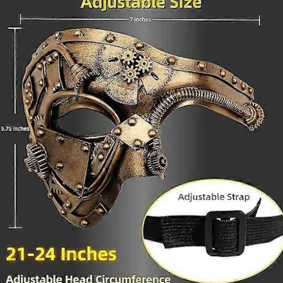 2025 Steampunk Metal Robot Venetiansk Maske, Halloween Maskerade/Phantom of the Opera/Karneval Bal Maskerade Maske