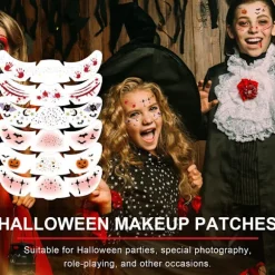 6 stk. - Midlertidige ansigtstatoveringer Halloween Dekoration Glitter Makeup Klistermærker Selvklæbende til voksne Festival_yu