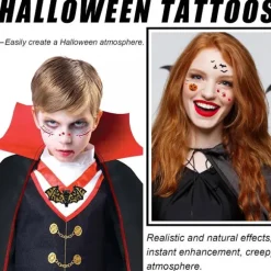 6 stk. - Midlertidige ansigtstatoveringer Halloween Dekoration Glitter Makeup Klistermærker Selvklæbende til voksne Festival_yu