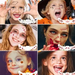 6 stk. - Midlertidige ansigtstatoveringer Halloween Dekoration Glitter Makeup Klistermærker Selvklæbende til voksne Festival_yu