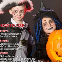 6 stk. - Midlertidige ansigtstatoveringer Halloween Dekoration Glitter Makeup Klistermærker Selvklæbende til voksne Festival_yu