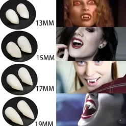 2 stk. 13/15/17/19 mm Halloween Fake Vampyr Tænder Hugtænder Gebis Rekvisit Fest Dekoration TSUNDEAU 17mm