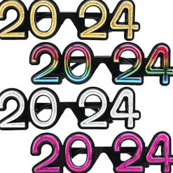 4 stk. 2024 Tredimensionelle Godt Nytår Briller, Eksklusive Fotorekvisitter til Nytårsfest Briller Fr
