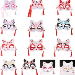 1 stk. Anime Rævemasker Halv Ansigt Katte Maske Maskefest Festival Del A8