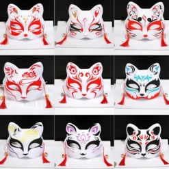 1 stk. Anime Rævemasker Halv Ansigt Katte Maske Maskefest Festival Del A8