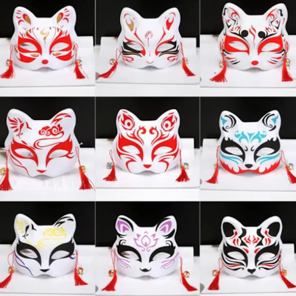 1 stk. Anime Rævemasker Halv Ansigt Katte Maske Maskefest Festival Del A8