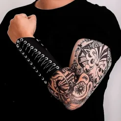 2 stk. Armbeskyttere til mænd Steampunk Armor Armbånd PU Læder Manchetter til kostume Black