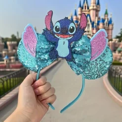 1 stk. (BabyStitch) Officiel kostume-hårbøjle med glittervinger og Stitch-ansigt - Rollespilstilbehør egnet til kvinder og mænd, fødselsdagsfest 1pc | Fyndiq