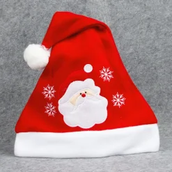 1 stk. broderet julehat i fløjl med tegneserie til voksne, eksklusiv julehat, julepynt, festlig festkjole (stil 1)
