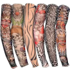 6 stk. Cool Tatoveringsærmer Armstrømper, falsk midlertidig tatovering, elastisk solcremeovertræk til mænd og kvinder