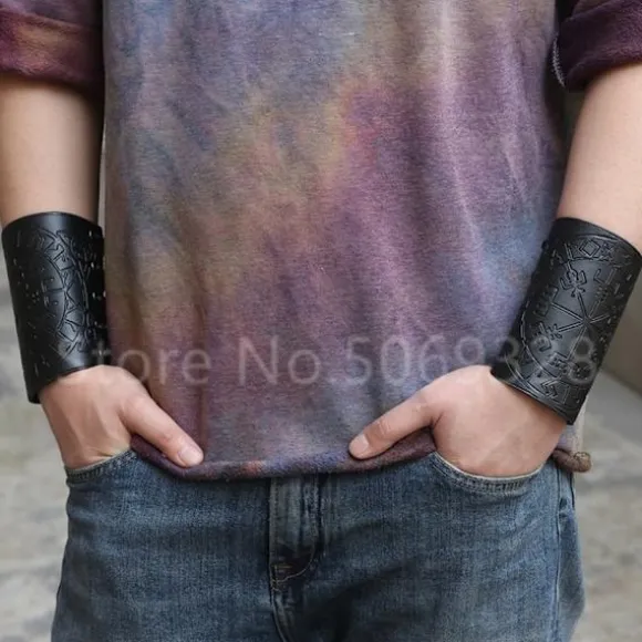 1 stk Cosplay Rekvisitter Kunstlæder Bracer Viking Kostume Snøre Arm Rustning Manchet Kryds Snor Steampunk Middelalderlig Handske Håndledsbånd Black | Fyndiq