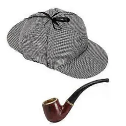 2 stk. Detektivkostume Sæt Deerstalker Hat Røgede Piber Cosplay Hat Kostume Pibe til Halloween Tema Fester Sort