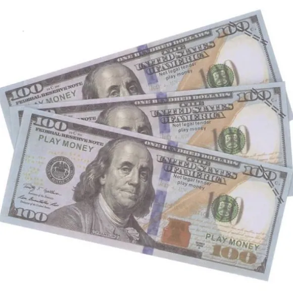 150 stk. dobbeltsidet rekvisit penge dollars replika sedler multicolor sæt (Fww)