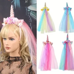 1 stk. Enhjørning Hårbøjle til - Magisk Prinsesse Tiara med & Farver, Blød Komfortabel Hårbøjle Egnet til Julefester, Bryllup (FMY) 1pcs Headband Rainbow Color | Fyndiq