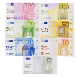 100 stk. Euro rekvisitter leg sjovt lader som om kontanter rekvisitter valør magiske rekvisitter 5