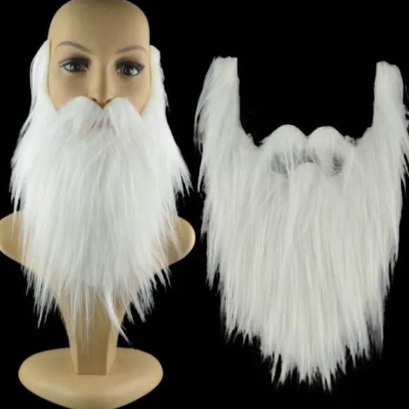 2 STK Fake Skæg Langt Fluffy Skæg GRÅD Gray