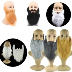 2 STK Fake Skæg Langt Fluffy Skæg GRÅD Gray