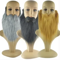 2 STK Fake Skæg Langt Fluffy Skæg GRÅD Gray