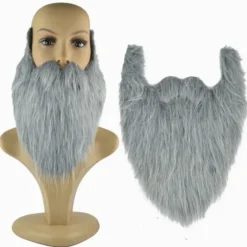 2 STK Fake Skæg Langt Fluffy Skæg GRÅD Gray