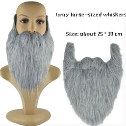 2 STK Fake Skæg Langt Fluffy Skæg GRÅD Gray