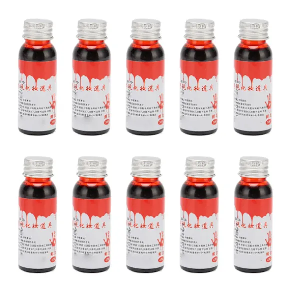 10 stk. falsk blod 30 ml flaske sikker vaskbar naturtro Halloween Cosplay makeup sceneblod