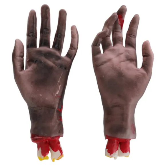 2 stk falske afhuggede hænder realistisk udsøgt udførelse Halloween rekvisit dekoration til cosplay scene rekvisit Halloween fest